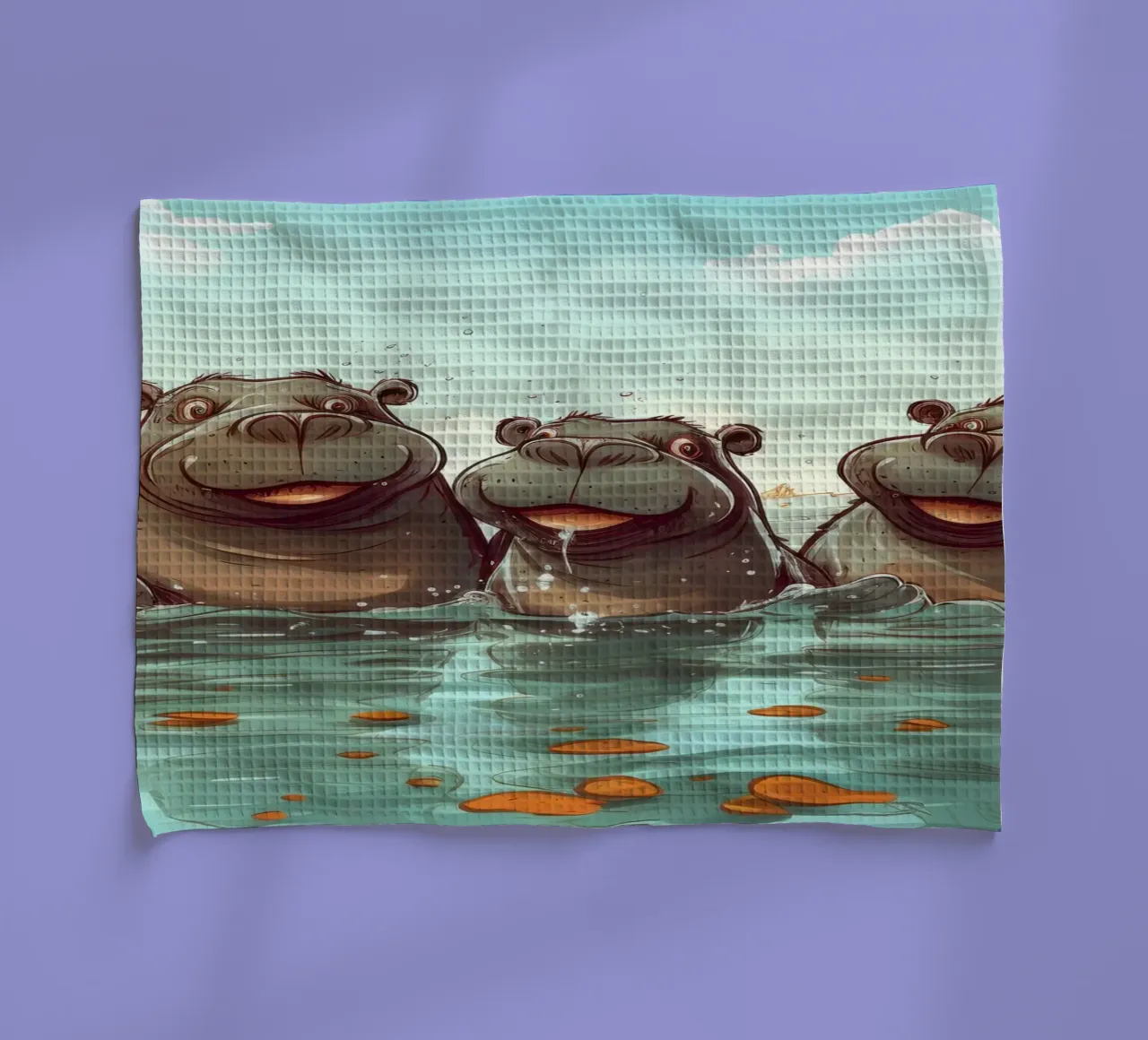 Retro Hippo Gang canovaccio da cucina da Funny Animals