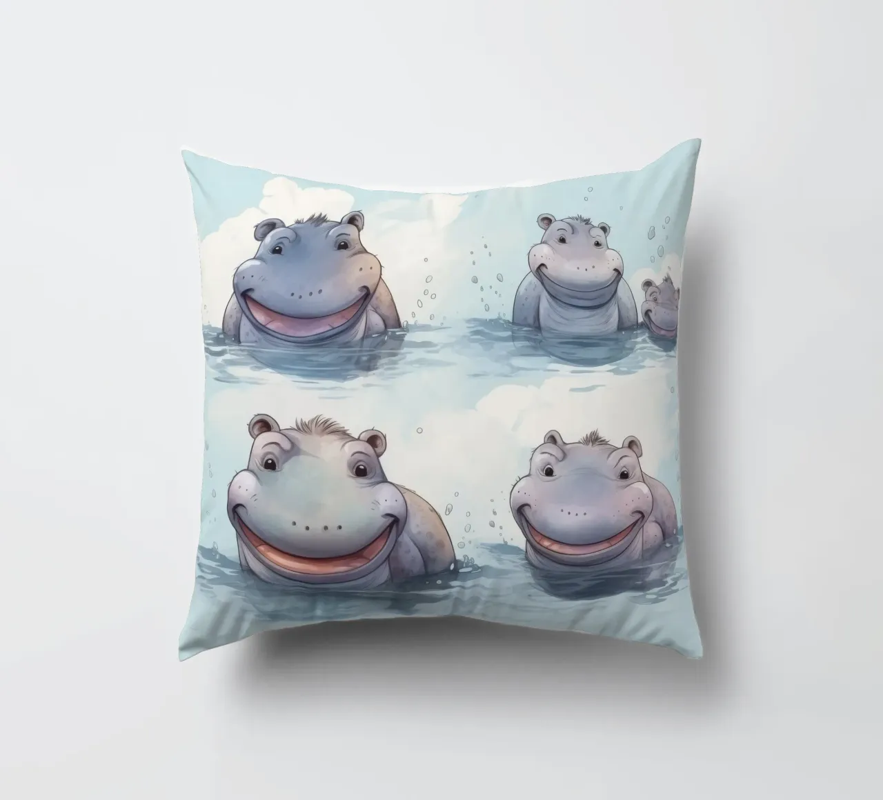 Retro Hippo Gang cuscino da Funny Animals