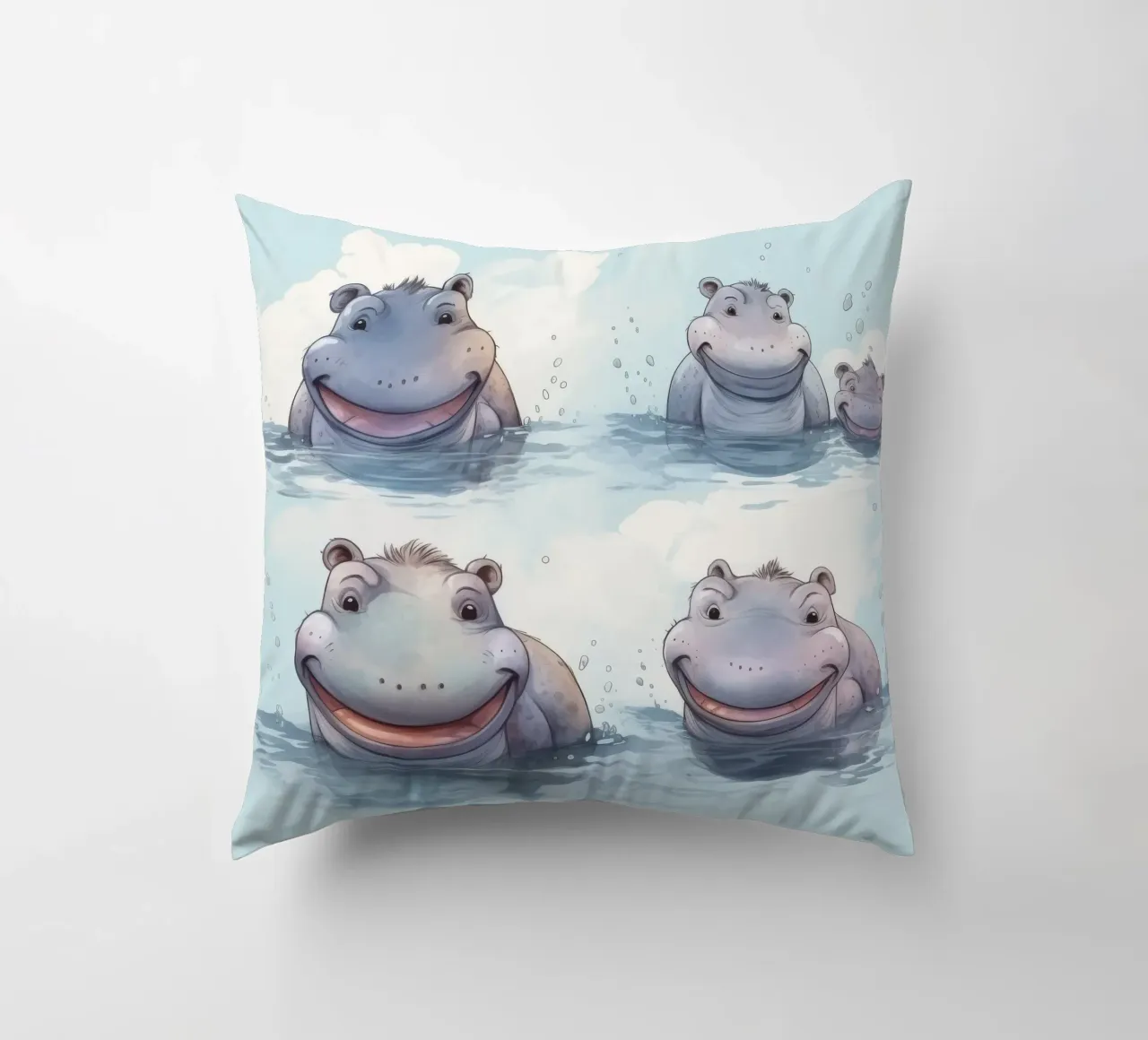 Retro Hippo Gang cuscino da Funny Animals