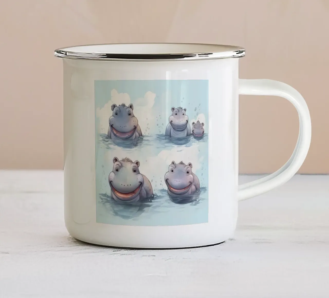 Retro Hippo Gang tazza in smalto da Funny Animals