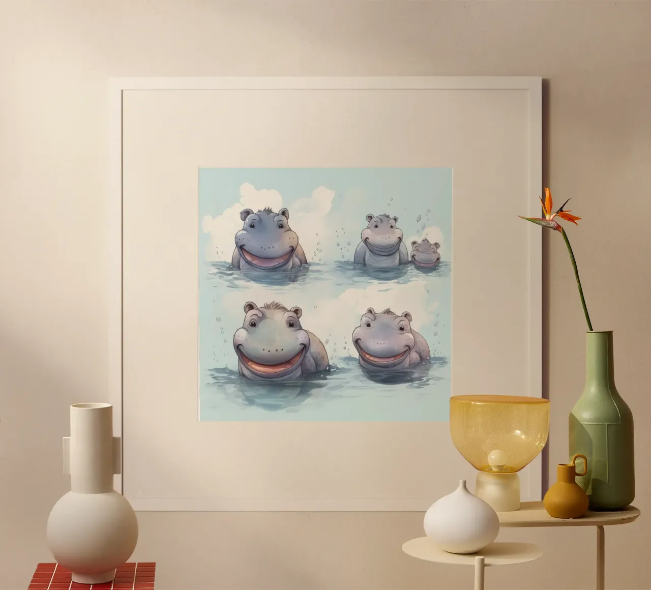 Retro Hippo Gang carta hahnemühle da Funny Animals
