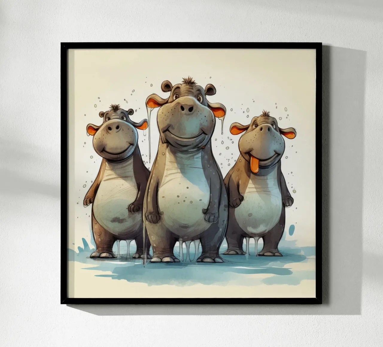 Retro Hippo Gang hahnemühle by Funny Animals