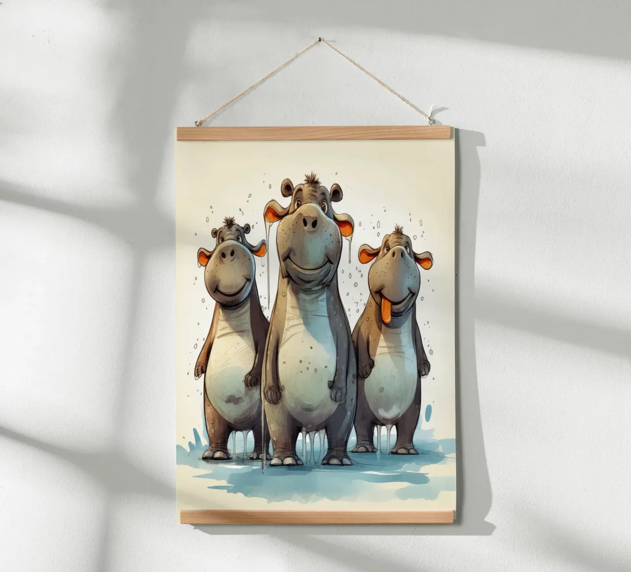 Retro Hippo Gang hahnemühle by Funny Animals