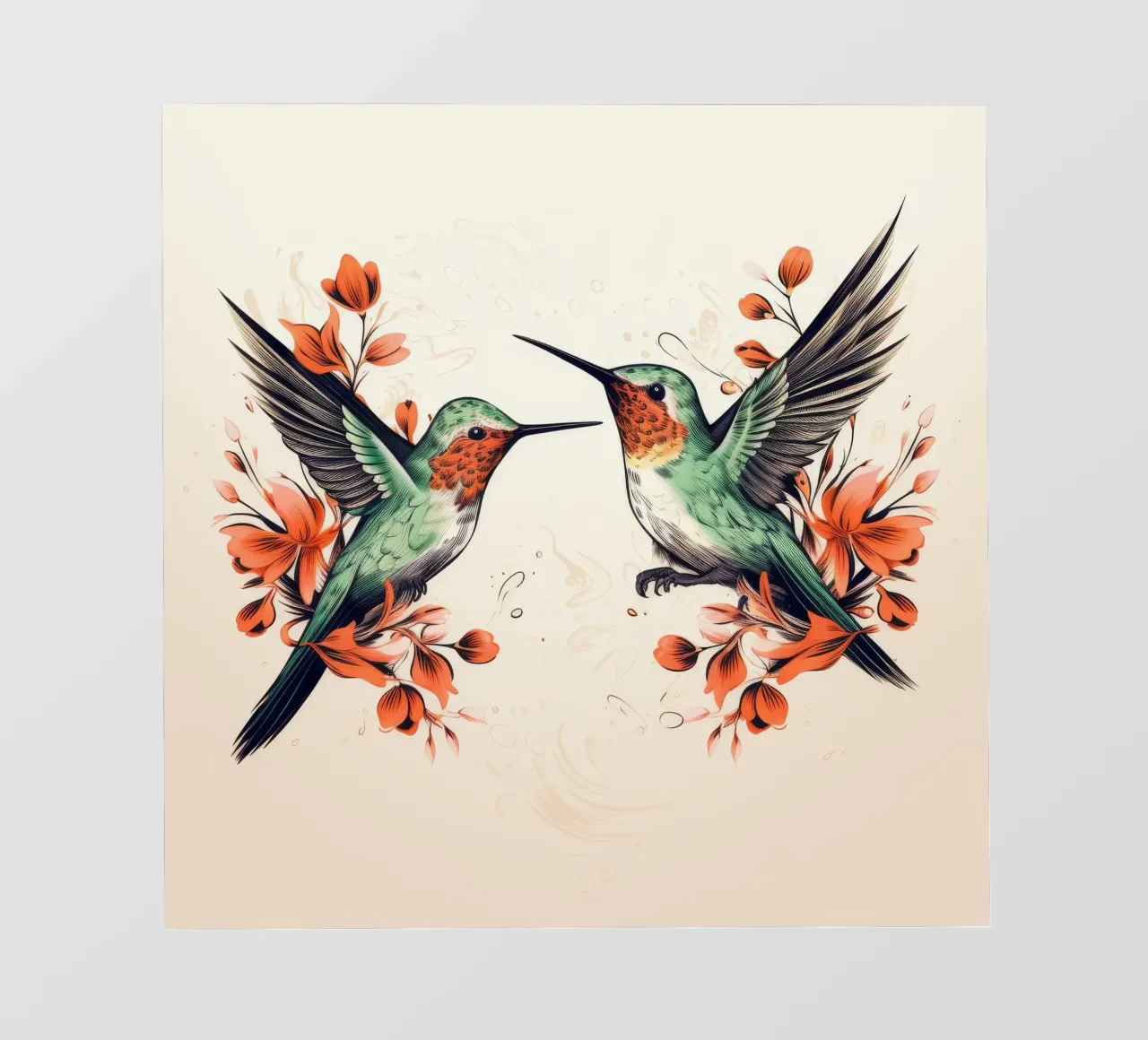 Retro Hummingbird Duo photo wallpaper by Funny Animals