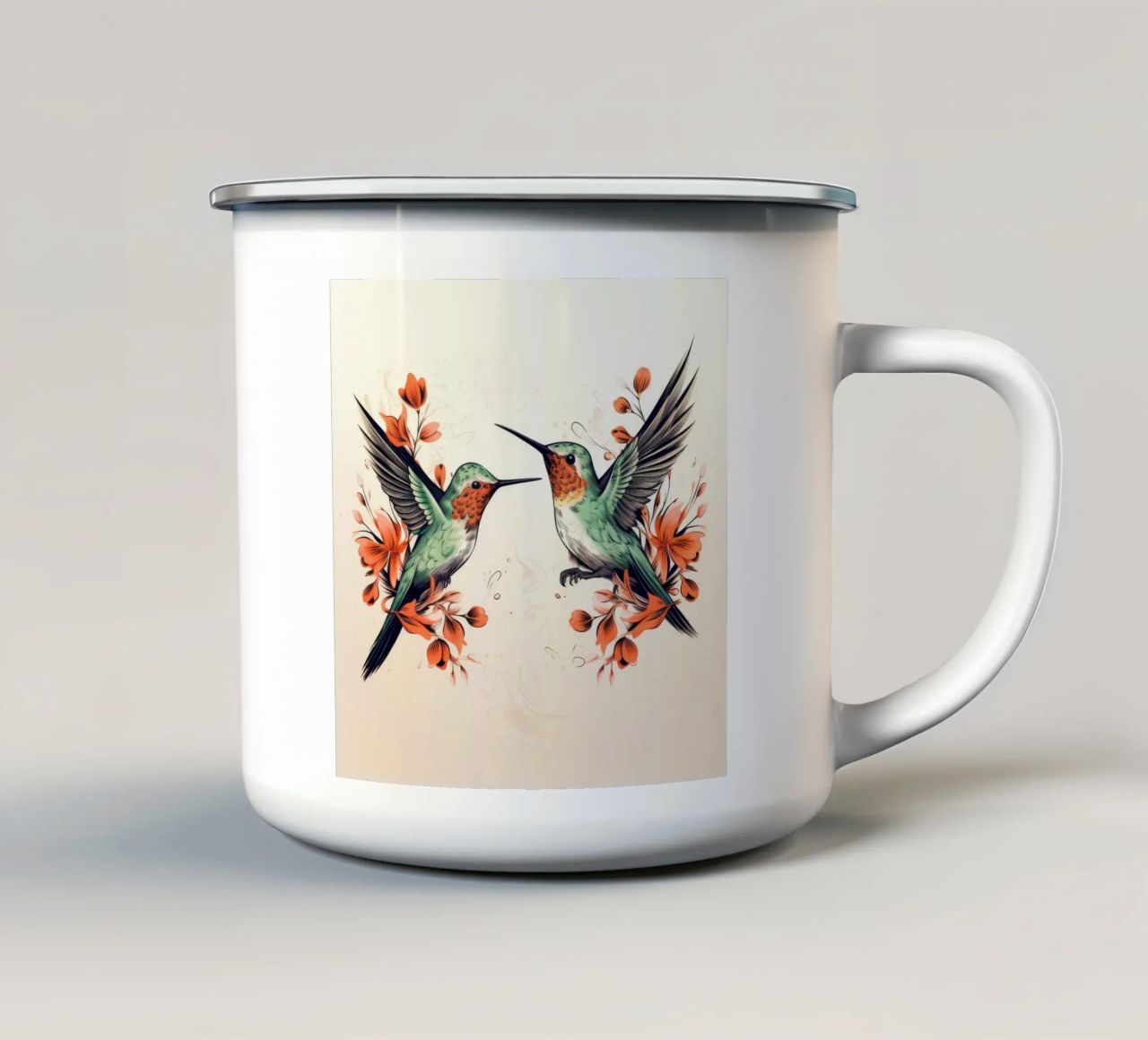 Duo di colibrì retrò tazza in smalto da Funny Animals