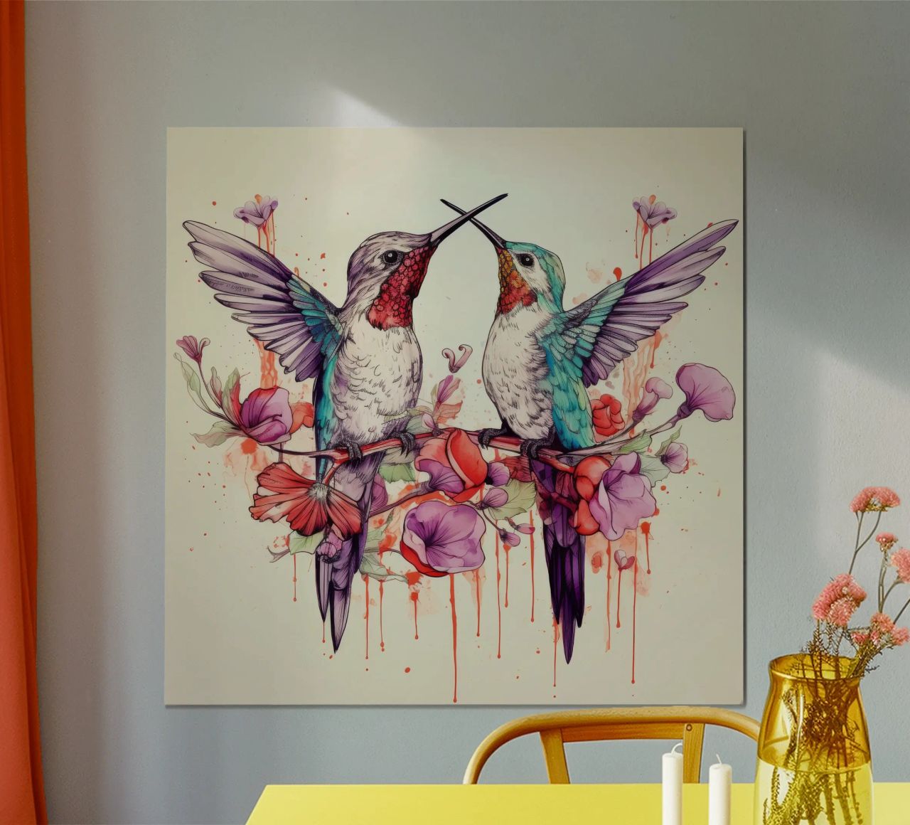 Retro Hummingbird Duo poster by Funny Animals