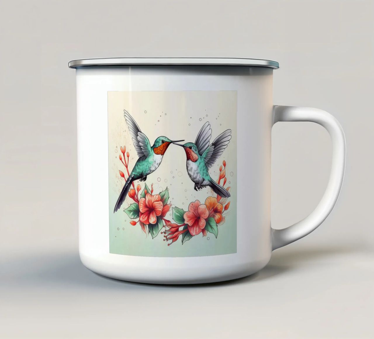 Duo di colibrì retrò tazza in smalto da Funny Animals