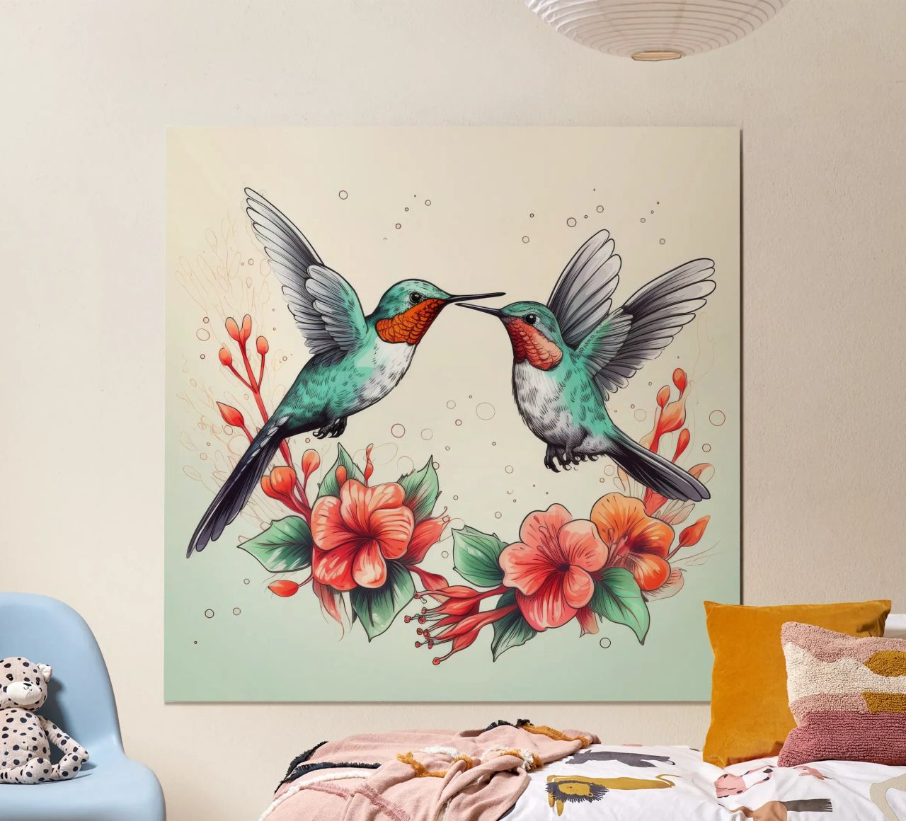 Retro Hummingbird Duo poster by Funny Animals