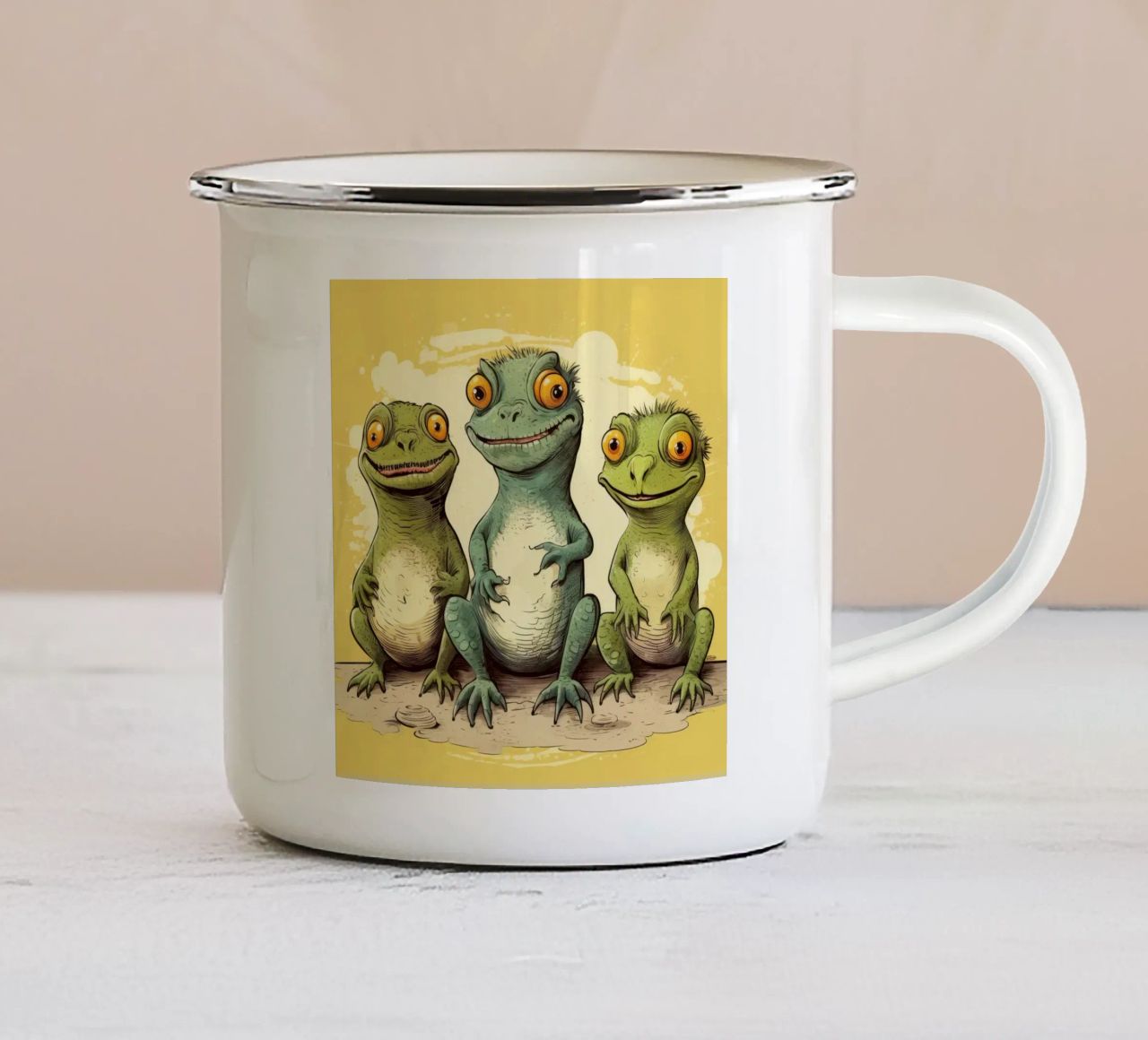 Retro Iguana Gang tazza in smalto da Funny Animals