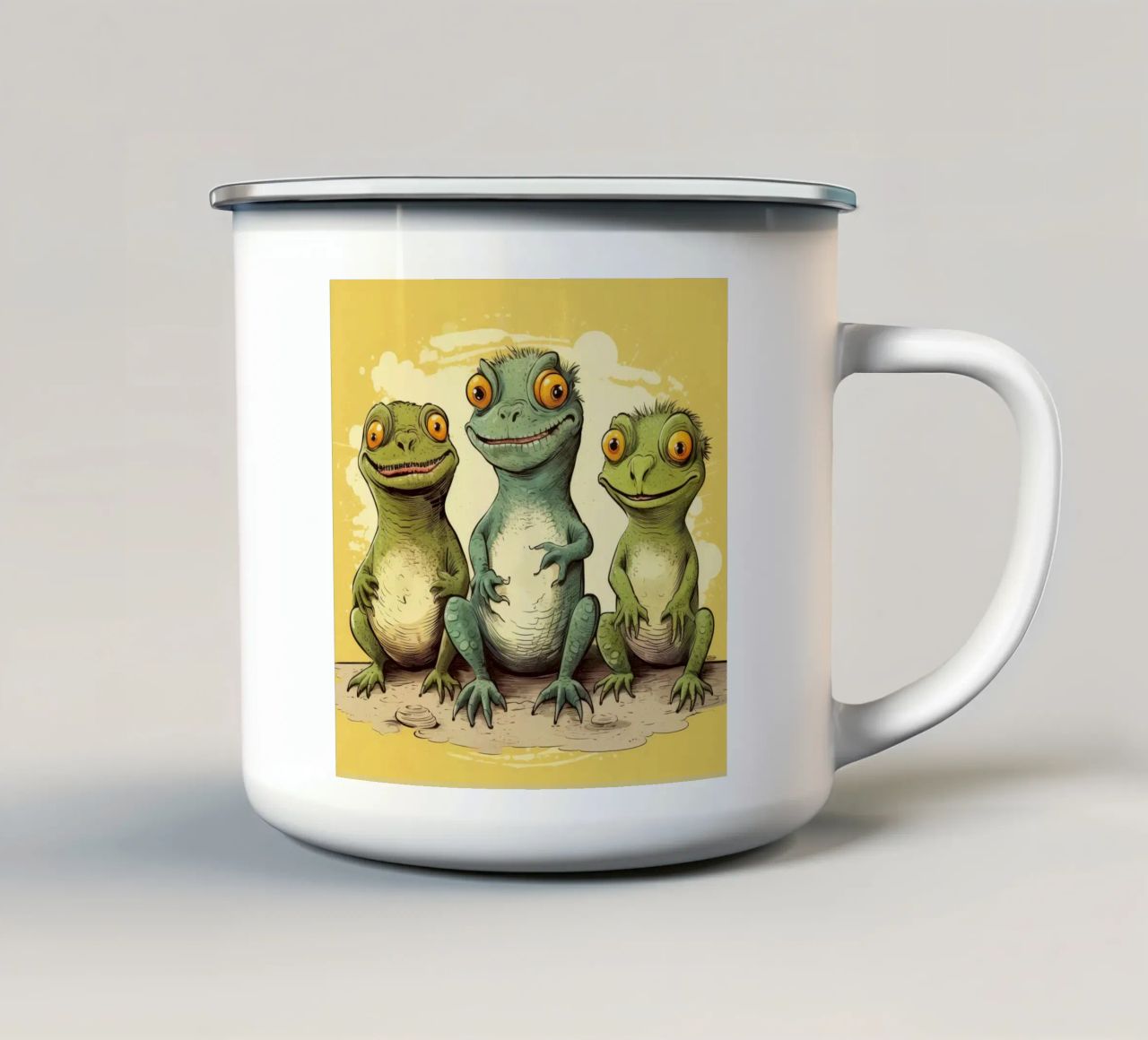 Retro Iguana Gang tazza in smalto da Funny Animals