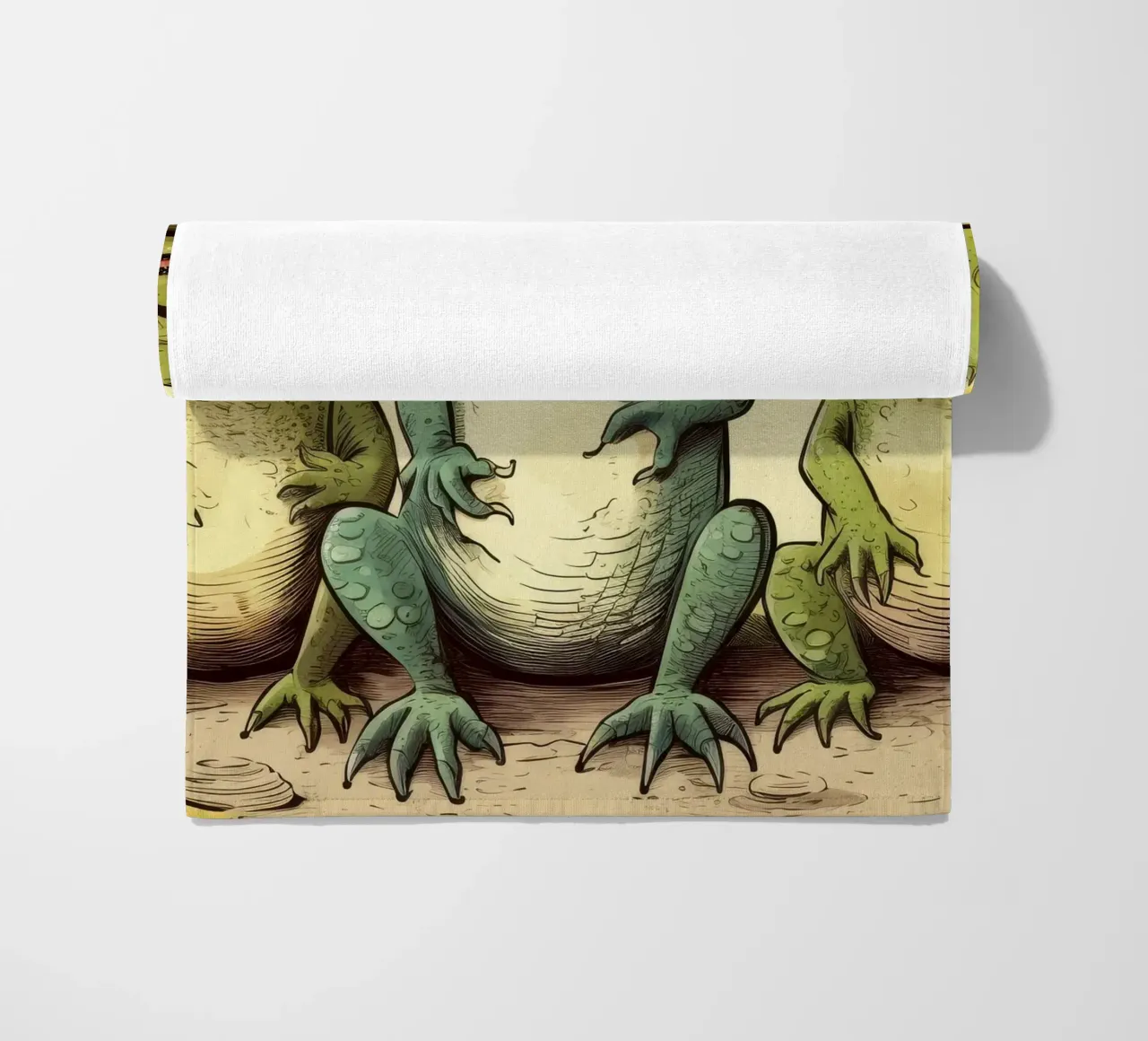 Retro Iguana Gang beach towel by Funny Animals