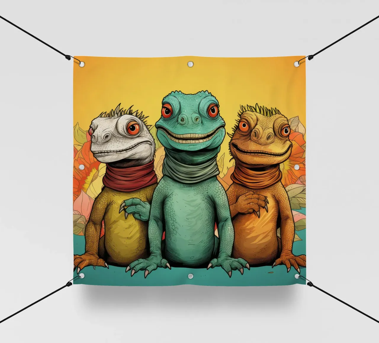 Retro Iguana Gang telo in pvc da Funny Animals