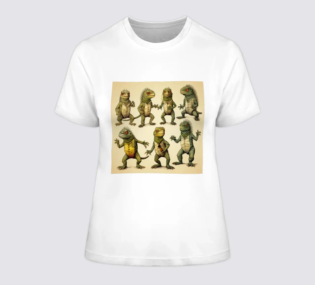 Retro Iguana Gang women's fitted t-shirt by Funny Animals