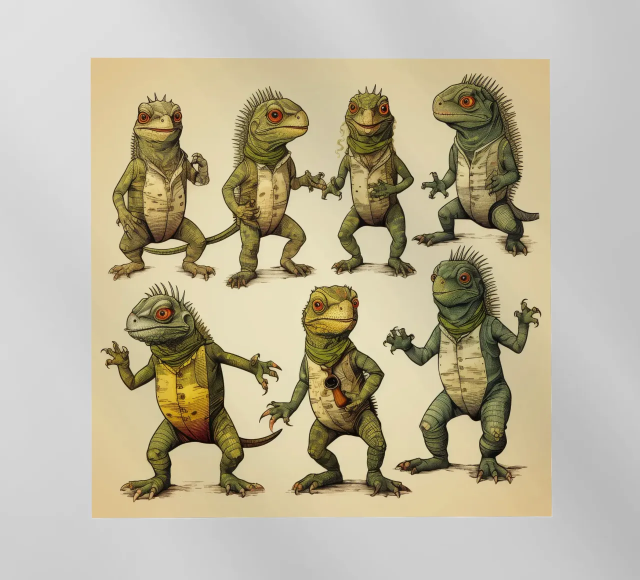 Retro Iguana Gang pellicola backlit da Funny Animals