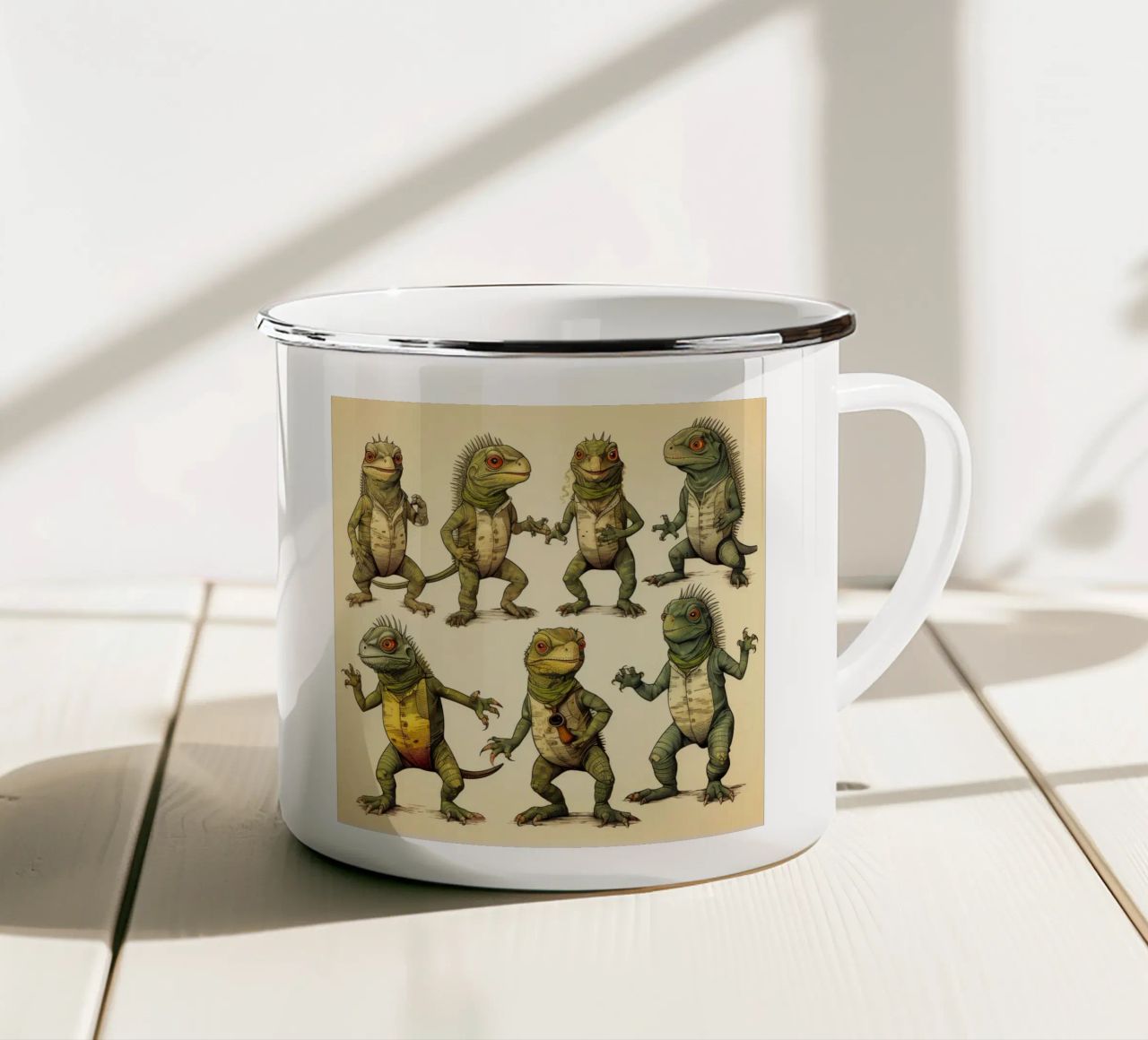 Retro Iguana Gang tazza in smalto da Funny Animals