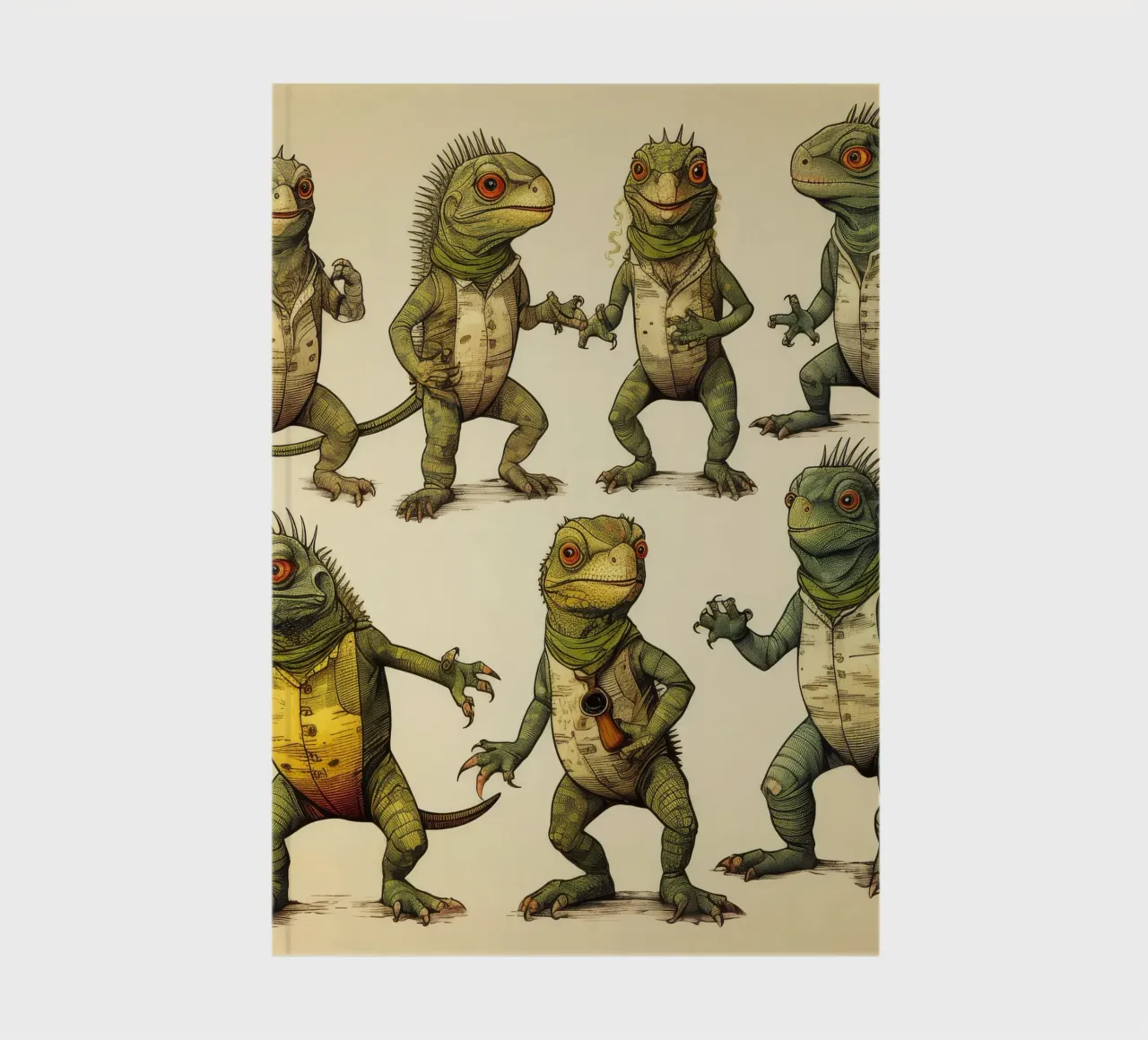 Retro Iguana Gang notebook by Funny Animals