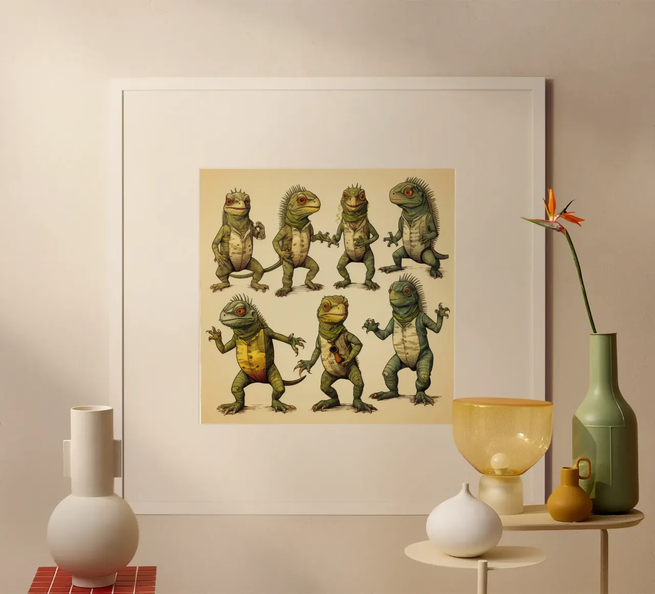 Retro Iguana Gang hahnemühle by Funny Animals