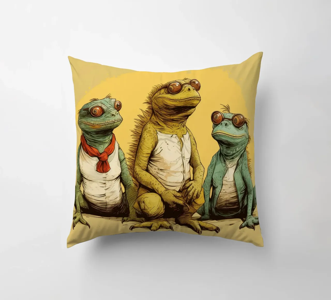 Retro Iguana Gang cuscino da Funny Animals