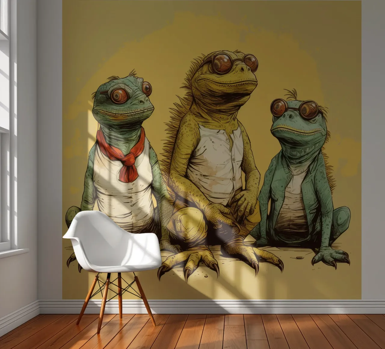 Retro Iguana Gang papier peint photo de Funny Animals
