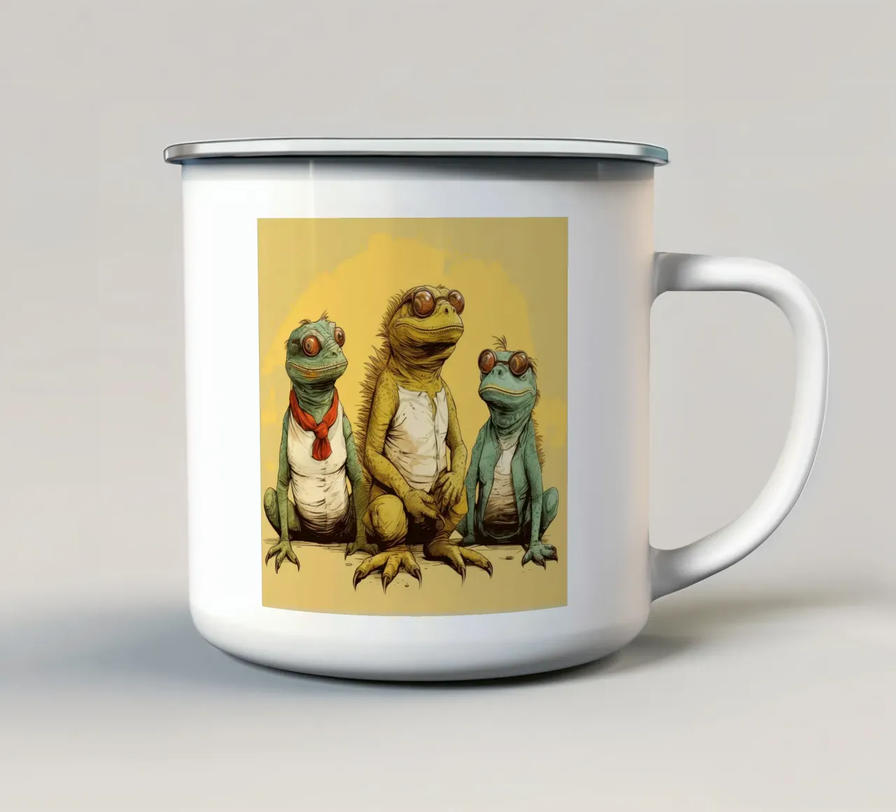 Retro Iguana Gang tazza in smalto da Funny Animals