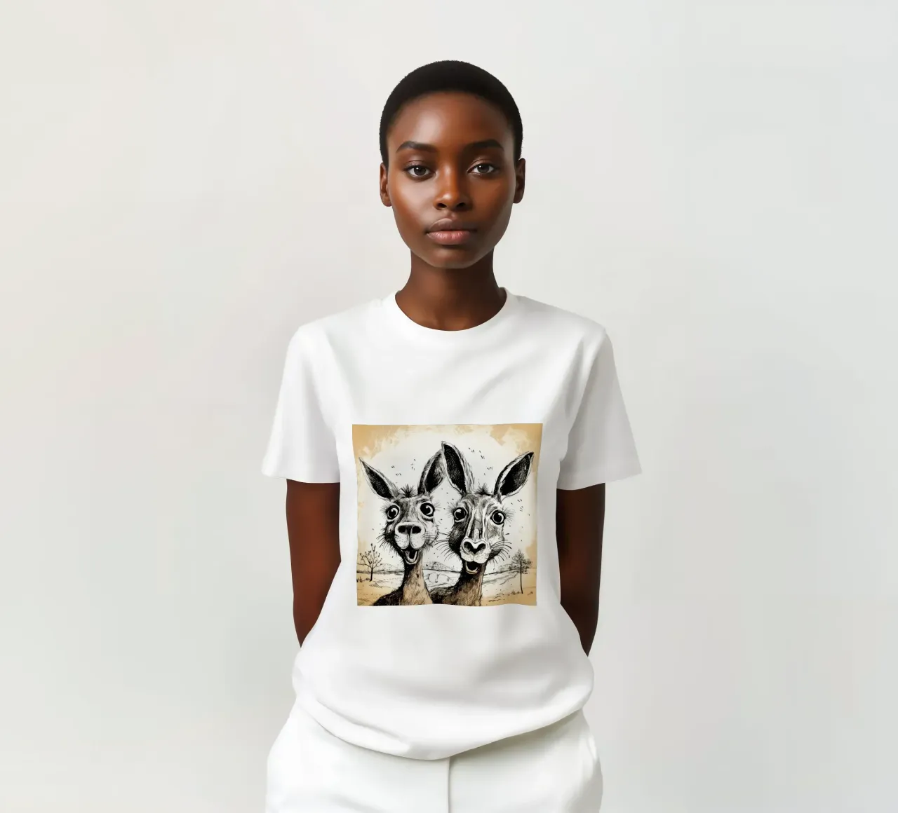 Retro Känguru Duo T-Shirt von Funny Animals