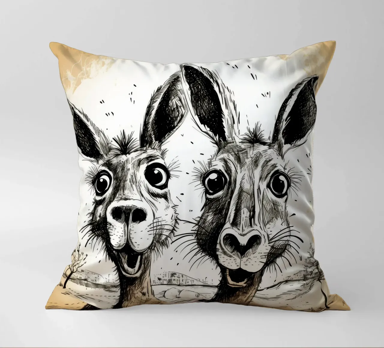 Duo di canguri retrò cuscino da Funny Animals