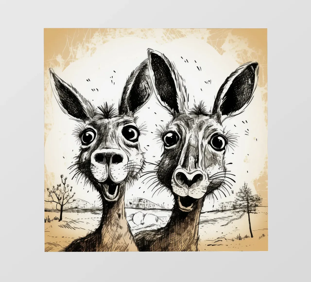 Duo di canguri retrò pellicola backlit da Funny Animals