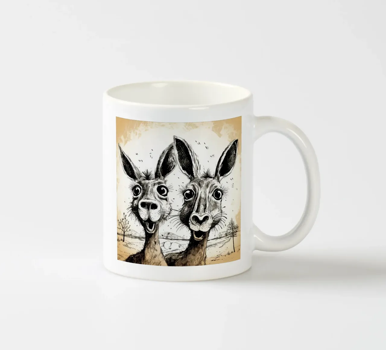 Retro Kangoeroe Duo keramische mok van Funny Animals