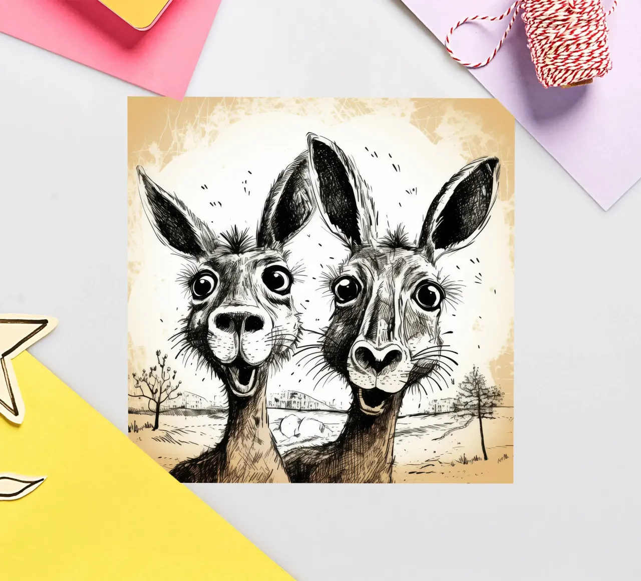 Retro Känguru Duo Sticker von Funny Animals