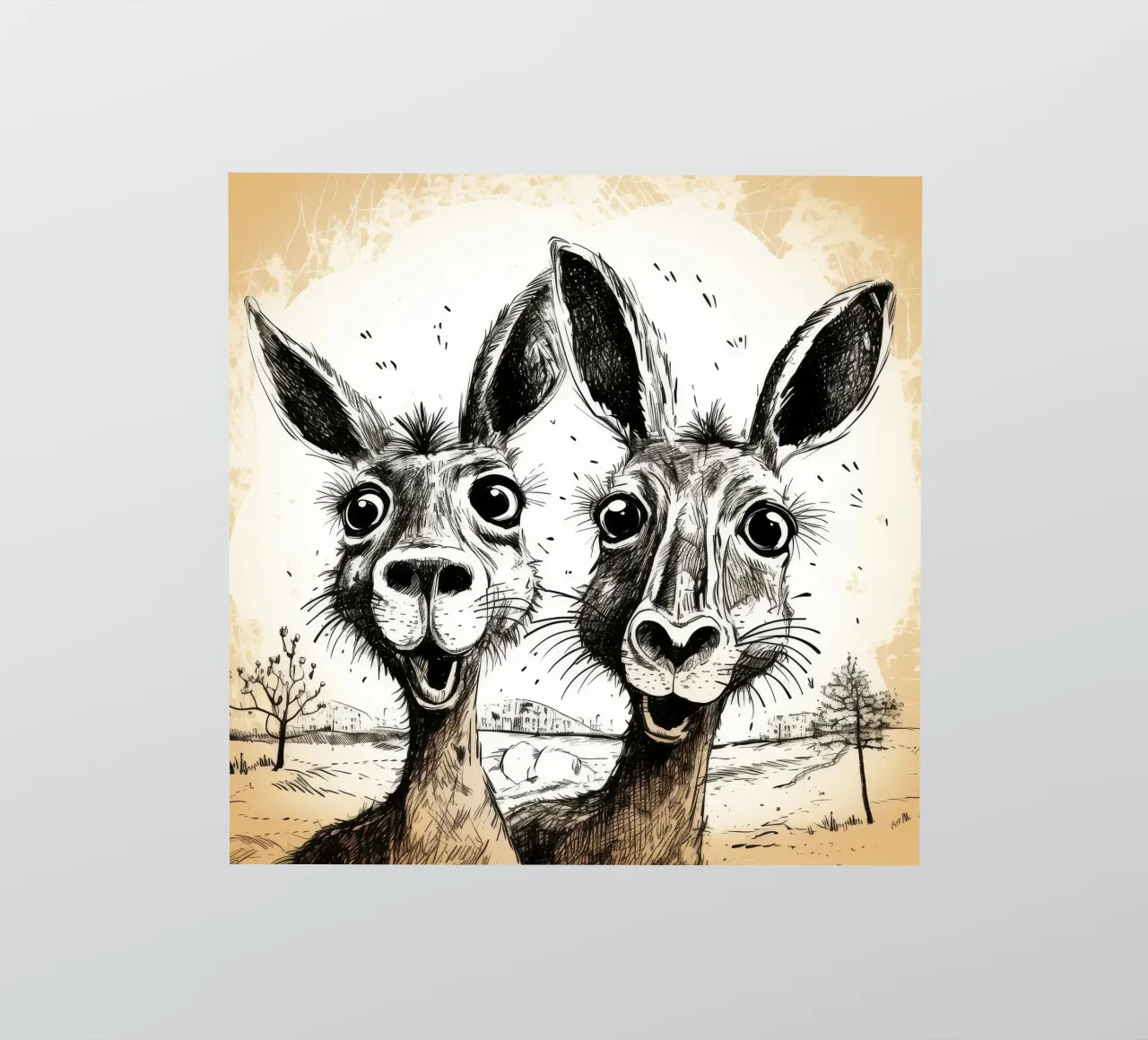 Retro Känguru Duo Sticker von Funny Animals