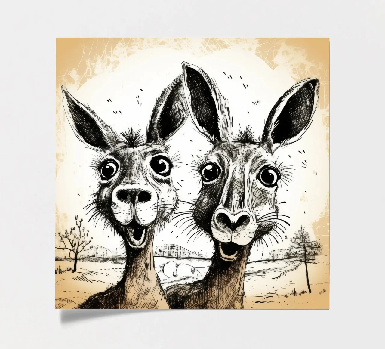 Retro Känguru Duo Stickerbogen von Funny Animals