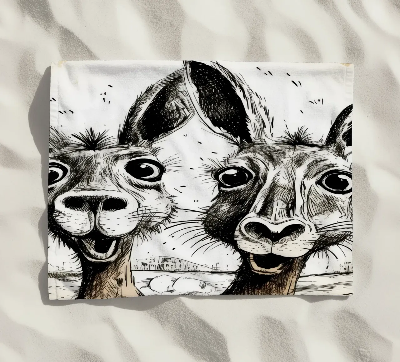 Retro Kangaroo Duo beach towel by Funny Animals