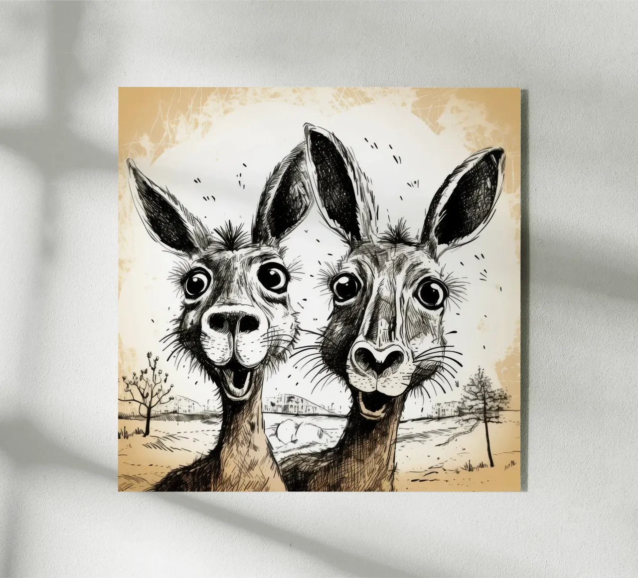 Retro Kangoeroe Duo acryl van Funny Animals