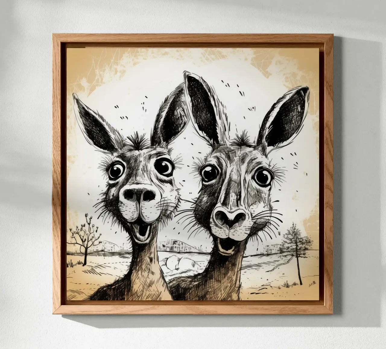 Retro Känguru Duo Alu-Dibond von Funny Animals