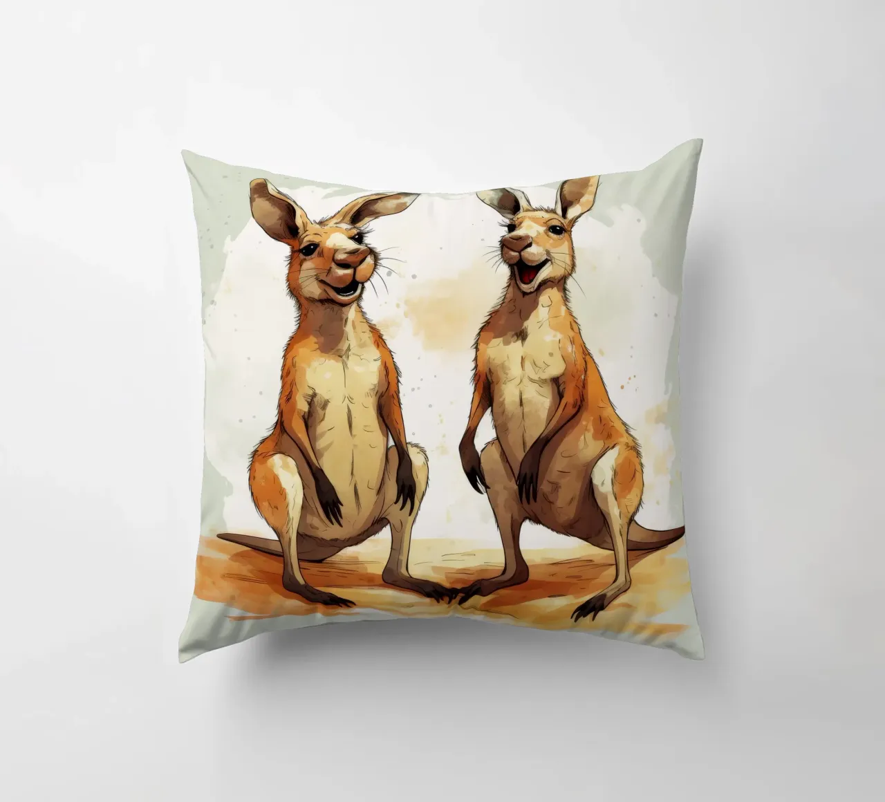 Retro Känguru Duo Kissen von Funny Animals