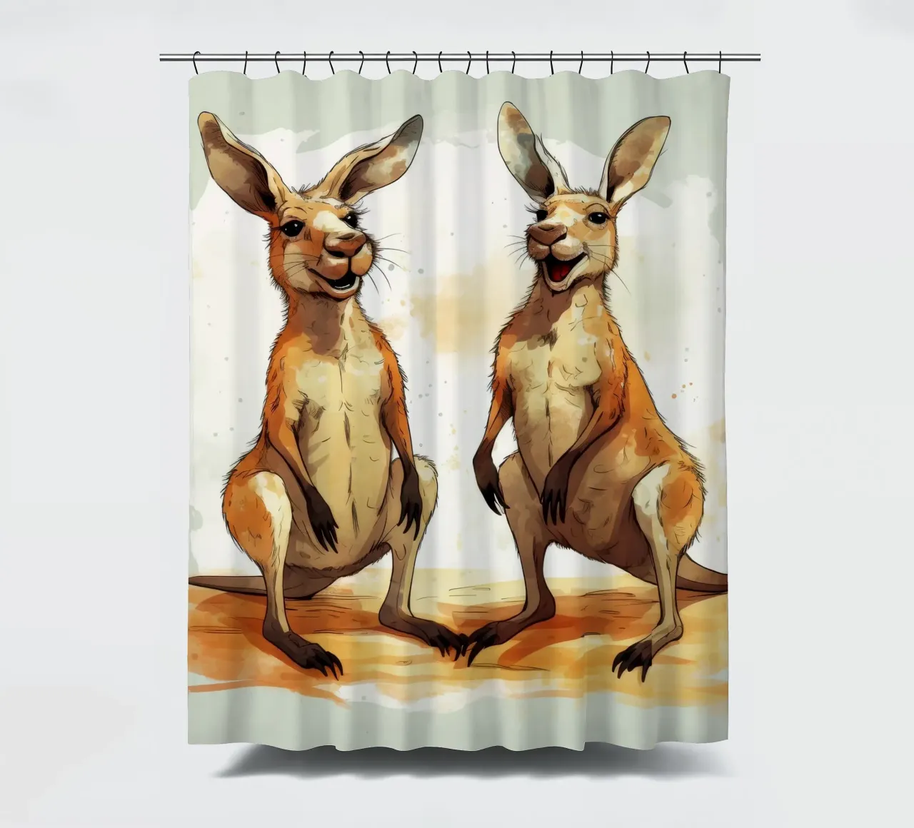 Retro Känguru Duo Duschvorhang von Funny Animals