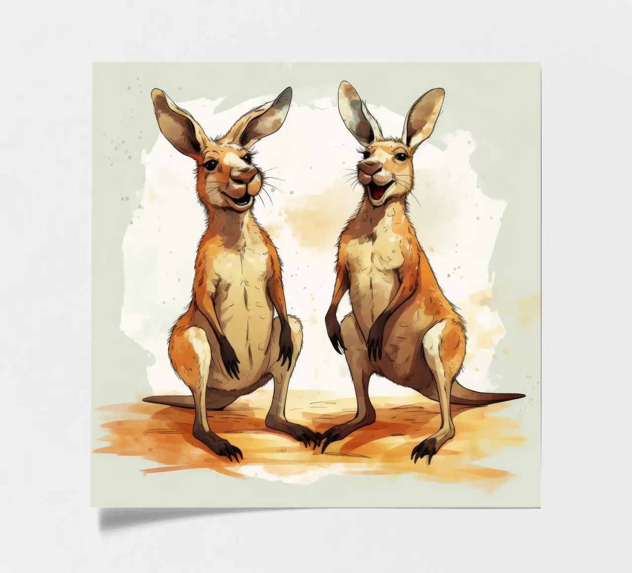 Retro Känguru Duo Stickerbogen von Funny Animals