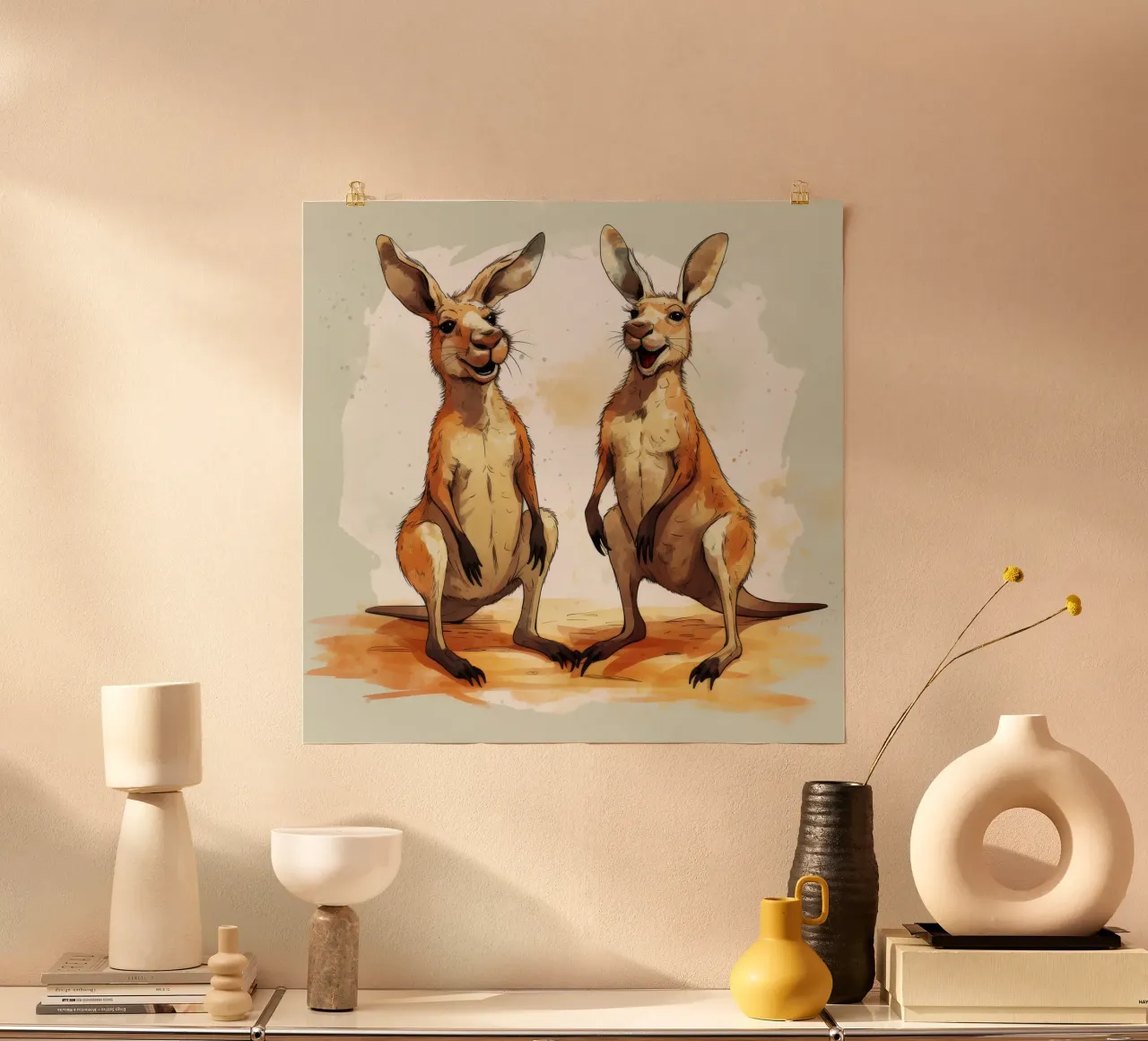 Retro Känguru Duo Hahnemühle von Funny Animals