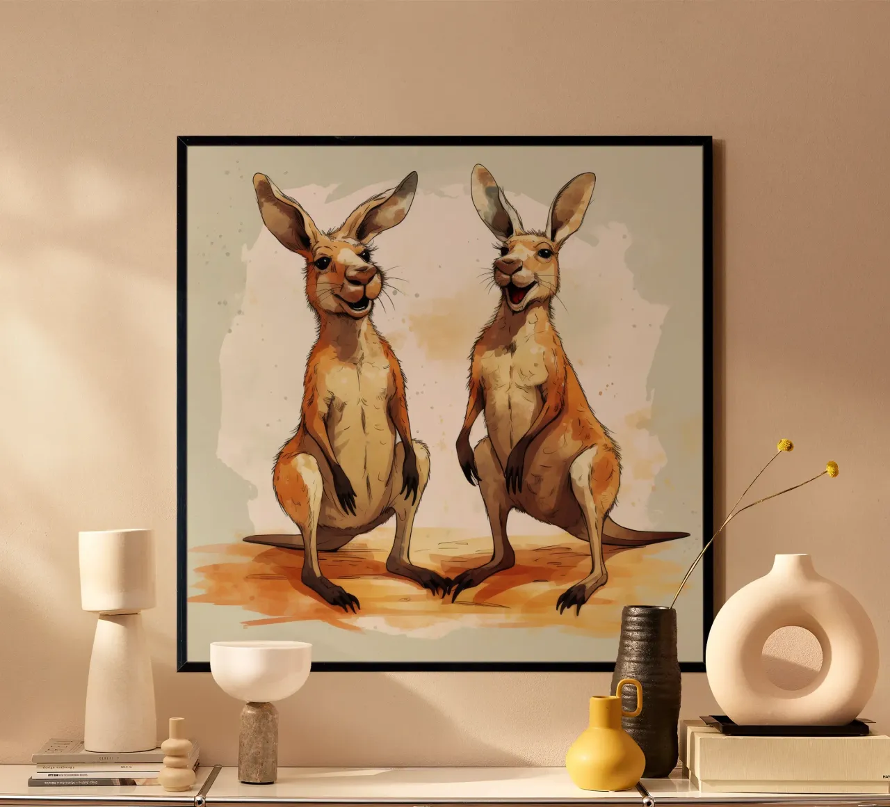 Retro Känguru Duo Hahnemühle von Funny Animals