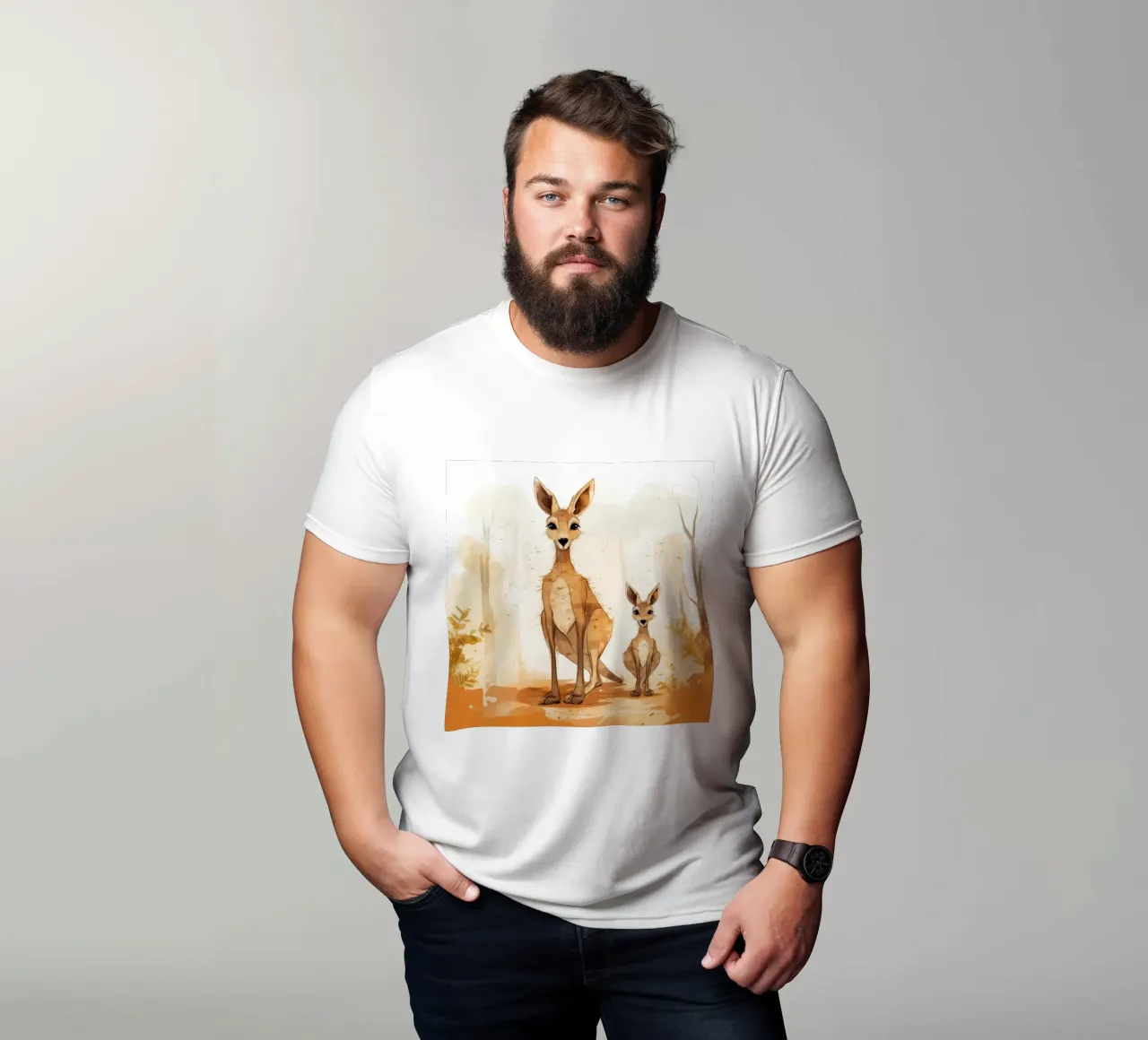 Retro Känguru Duo T-Shirt von Funny Animals
