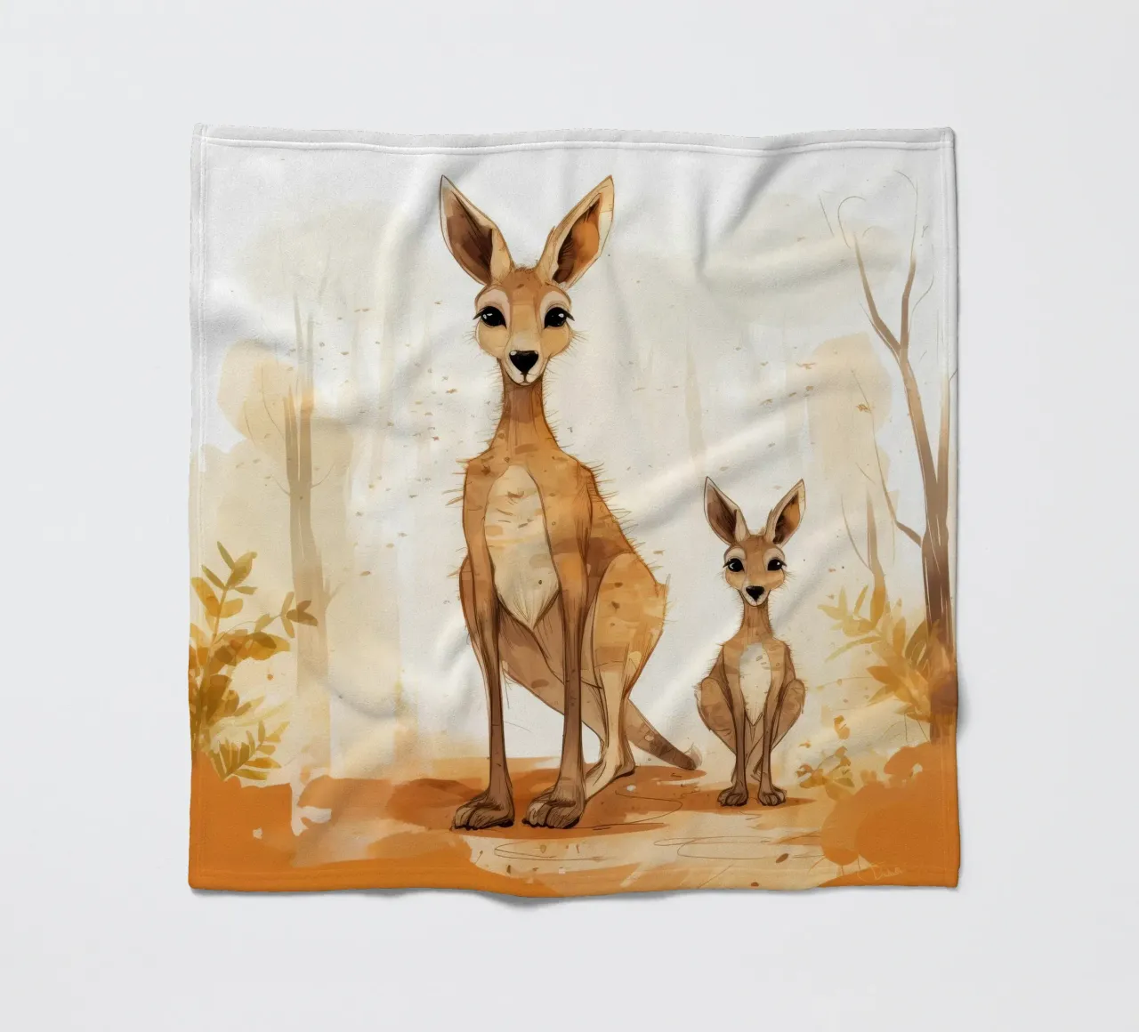 Retro Känguru Duo Fleecedecke von Funny Animals