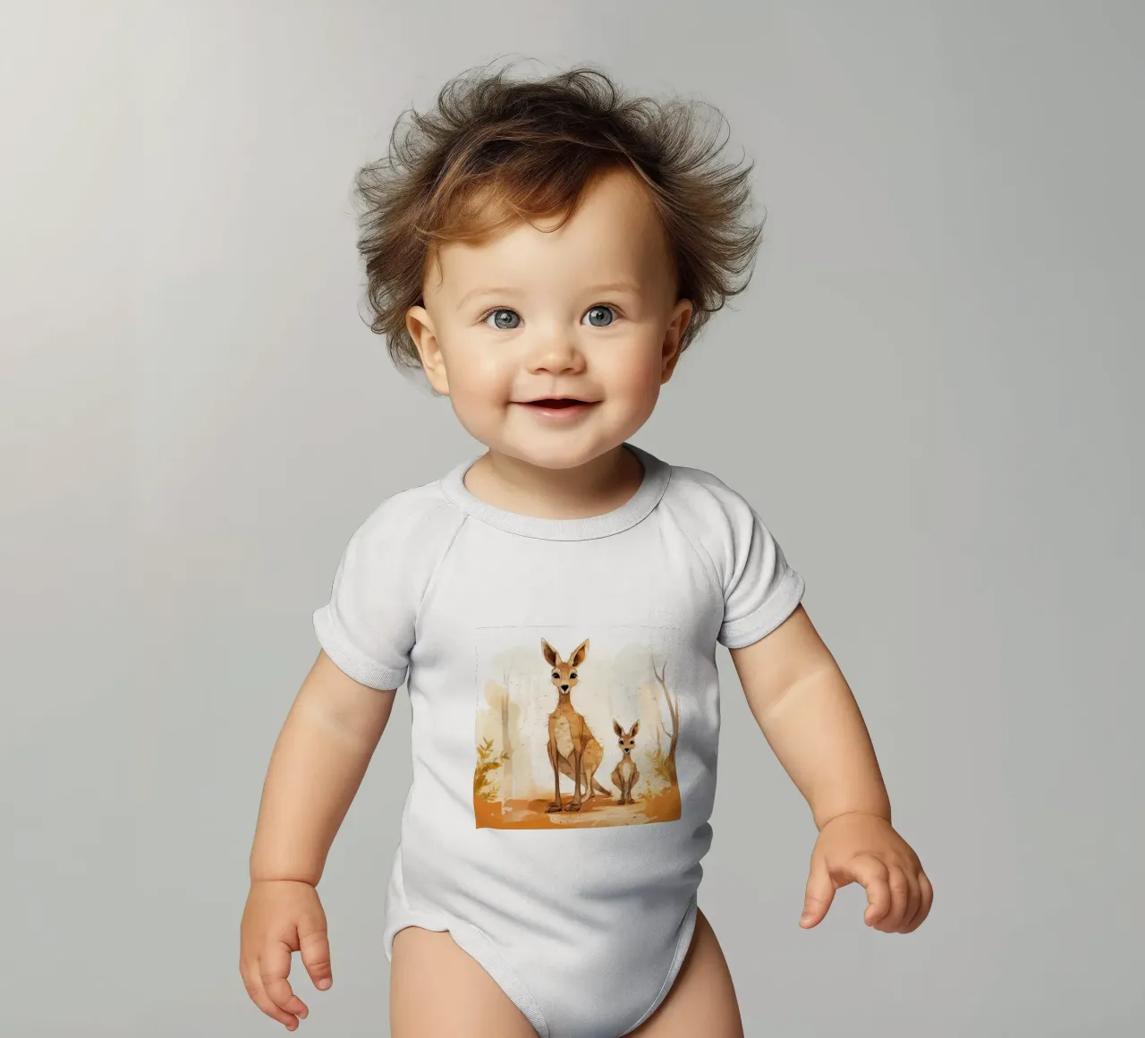Retro Känguru Duo Kurzarm Babybody von Funny Animals
