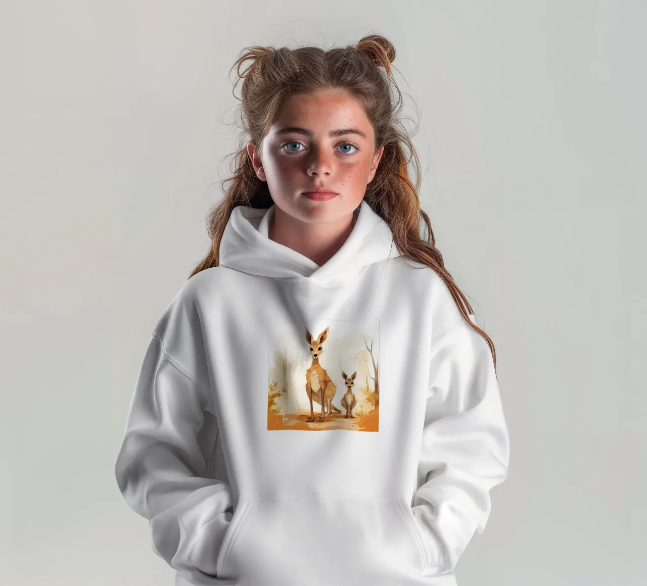 Retro Kangaroo Duo kids hoodie by Funny Animals