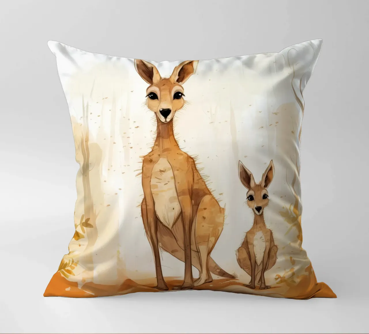 Retro Kangaroo Duo decorative cushion by Funny Animals