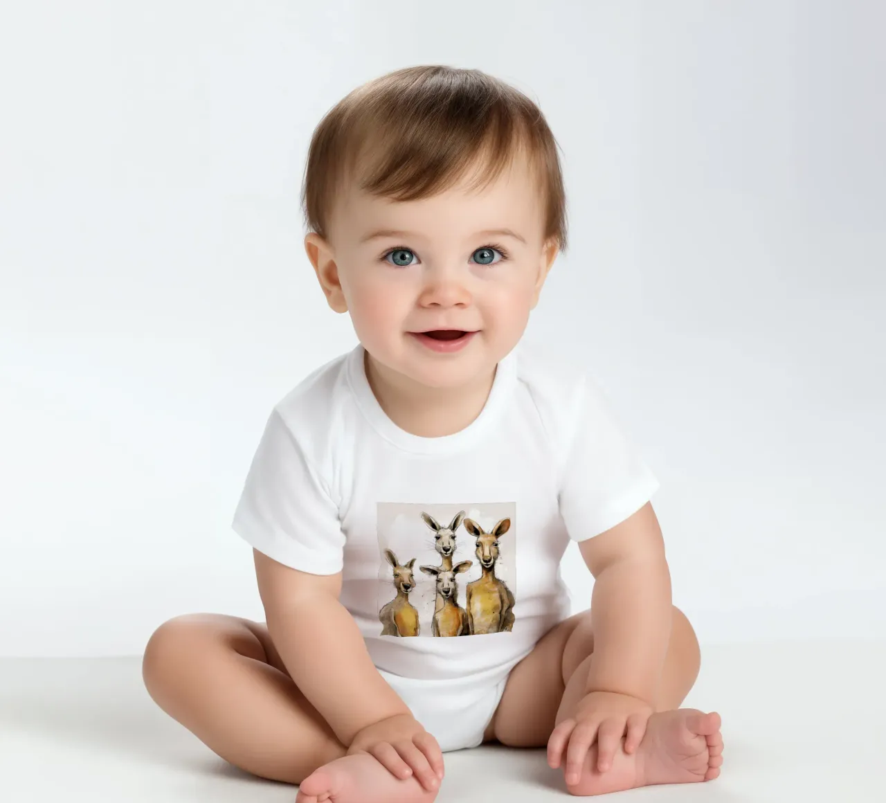 Retro-Känguru-Bande Kurzarm Babybody von Funny Animals