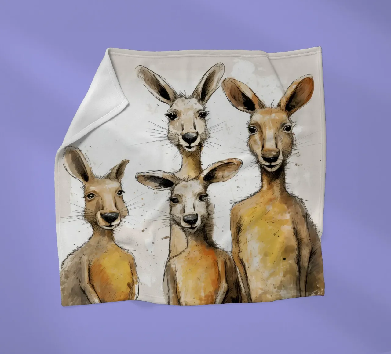 Retro-Känguru-Bande Fleecedecke von Funny Animals
