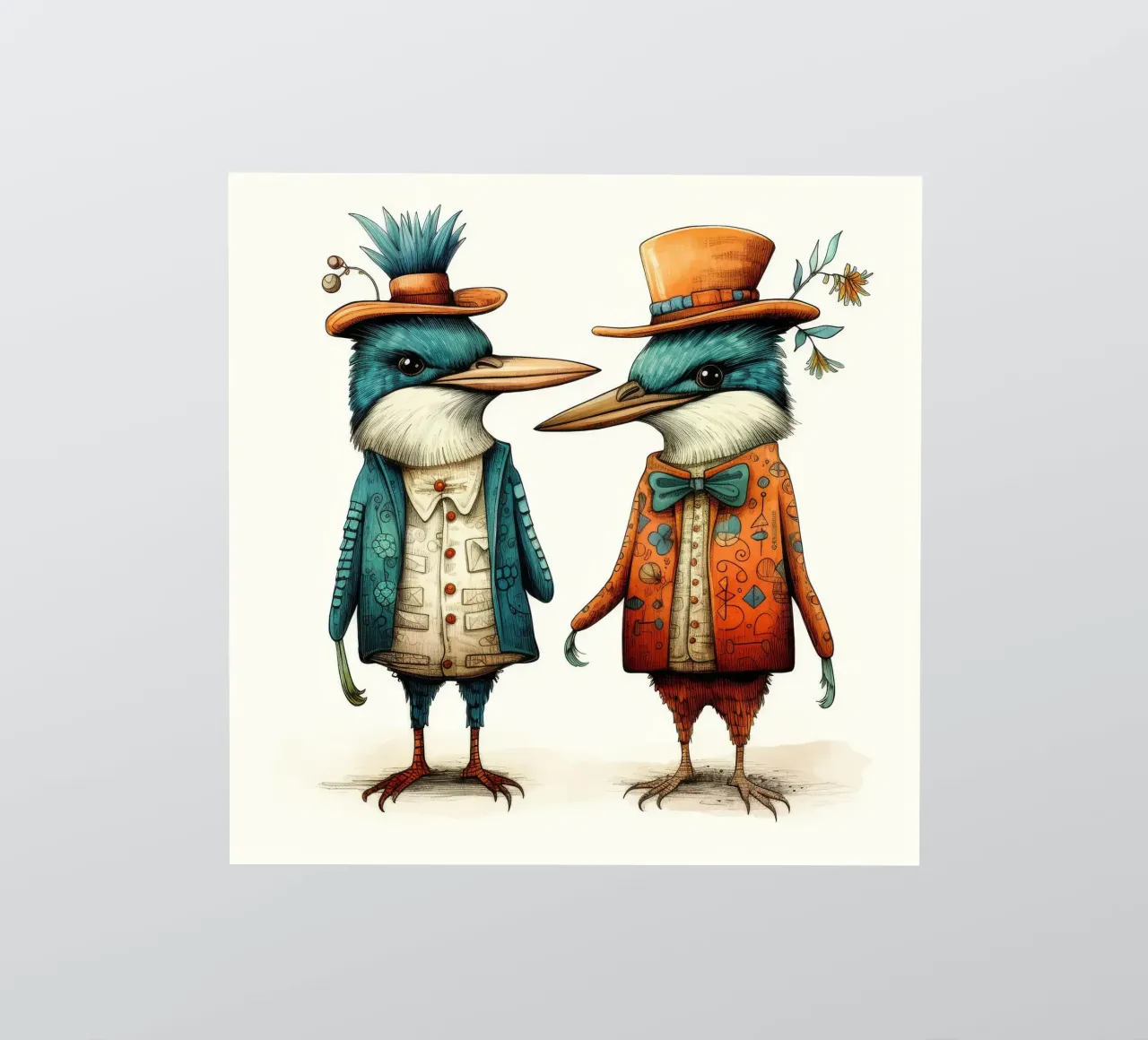 Retro Kingfisher Duo sticker by Funny Animals