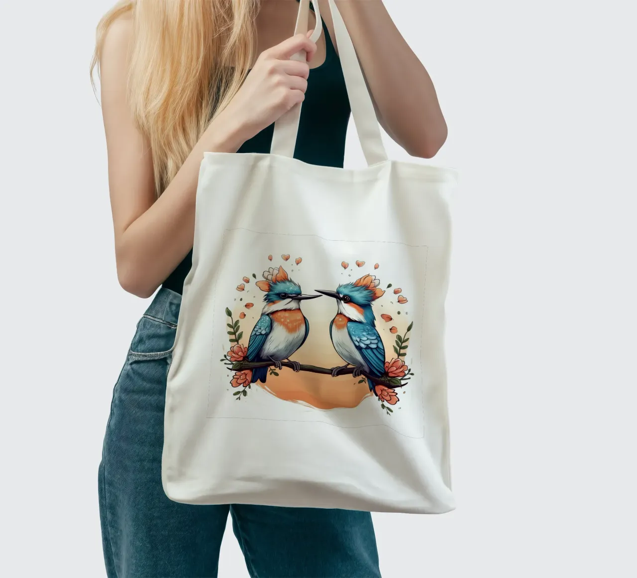 Duo di martin pescatore retrò borsa in juta da Funny Animals