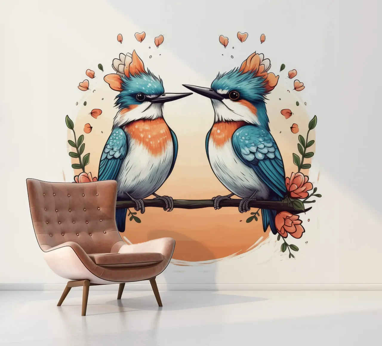 Retro Kingfisher Duo photo wallpaper by Funny Animals