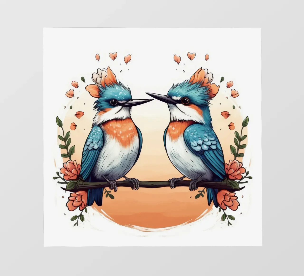 Retro Kingfisher Duo photo wallpaper by Funny Animals